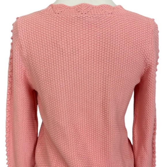 LOFT Scalloped Bobble Sleeve Sweater- Pink - Picture 4 of 5
